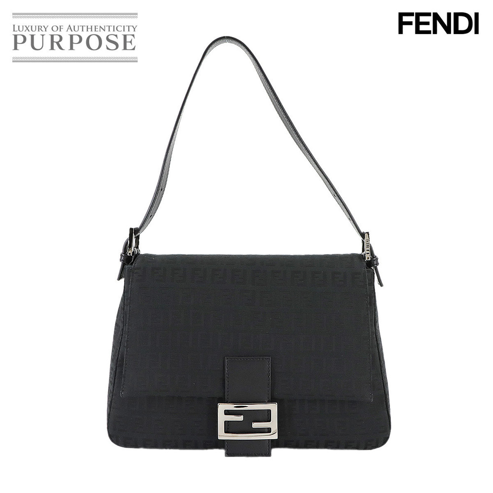 Fendi Zucchino Mamma Bucket Shoulder Bag Canvas Black